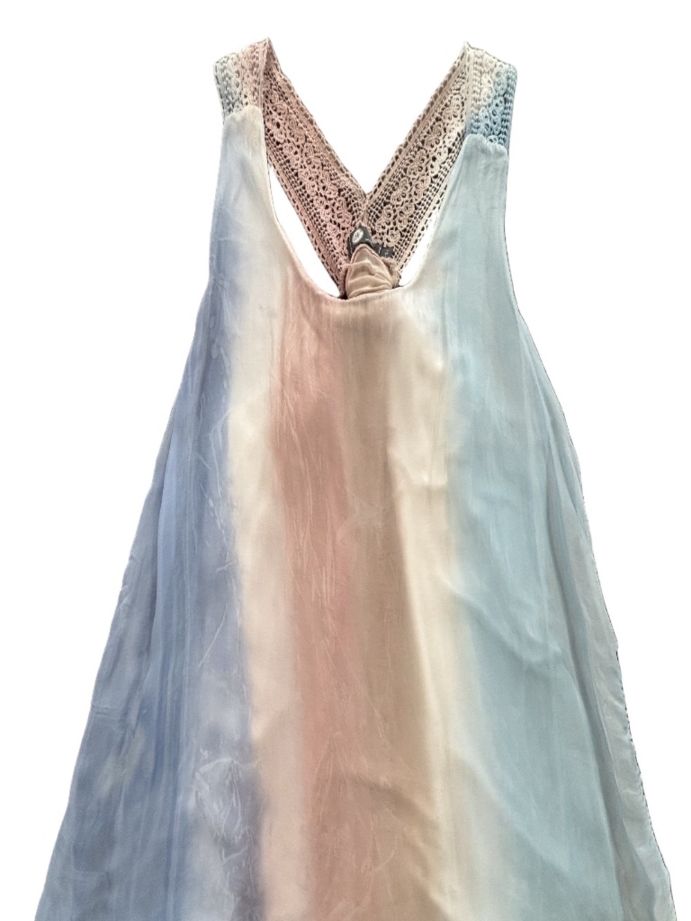 M Made in Italy Gradient silk with crochet lace racerback tank blouse size small